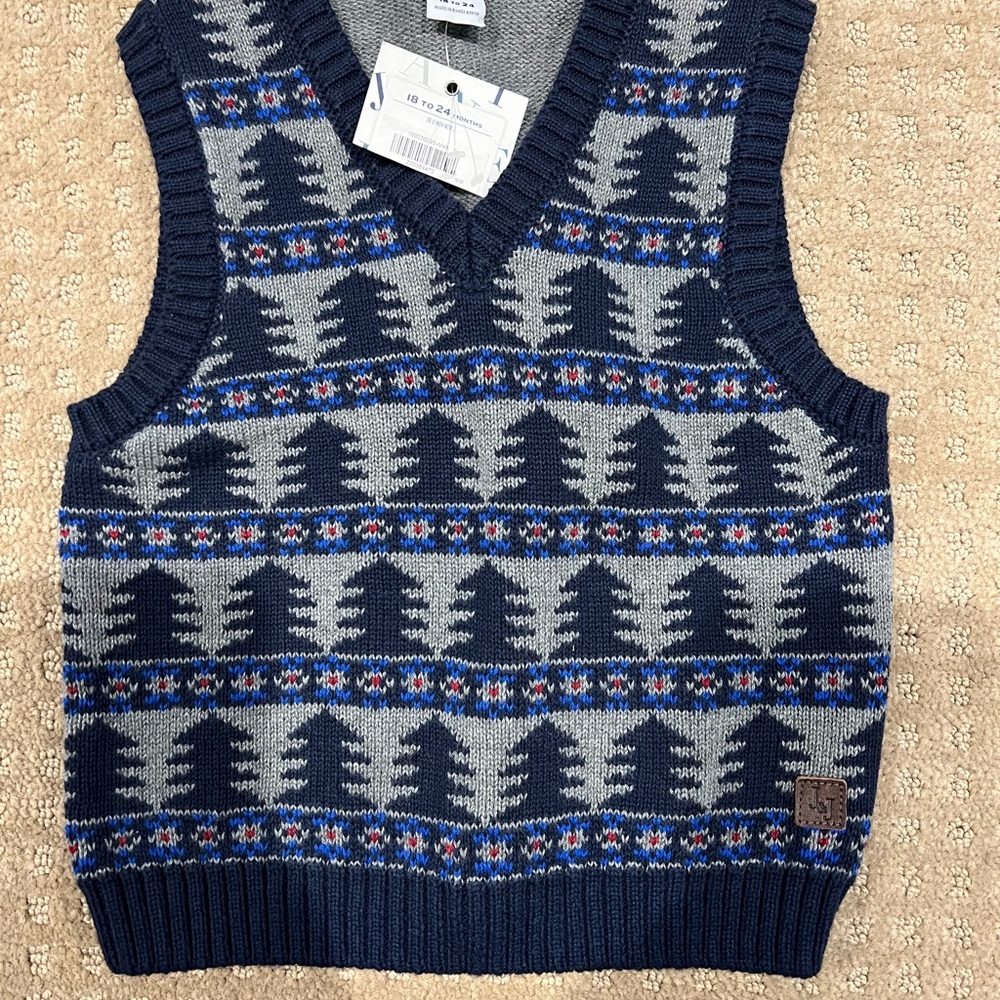 Baby boy Navy Patterned Sweater Vest
